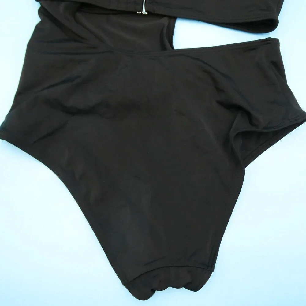 Adore Me Medium Black Single Shoulder Double Strap Cutout One Piece Swimsuit New